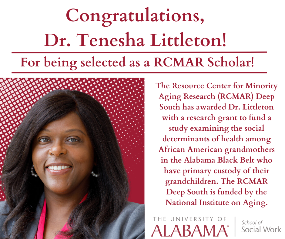 Graphic announcement for Dr. Tenesha Littleton's Award