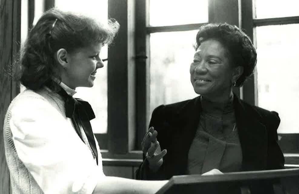 Ethel H. Hall with a social work student
