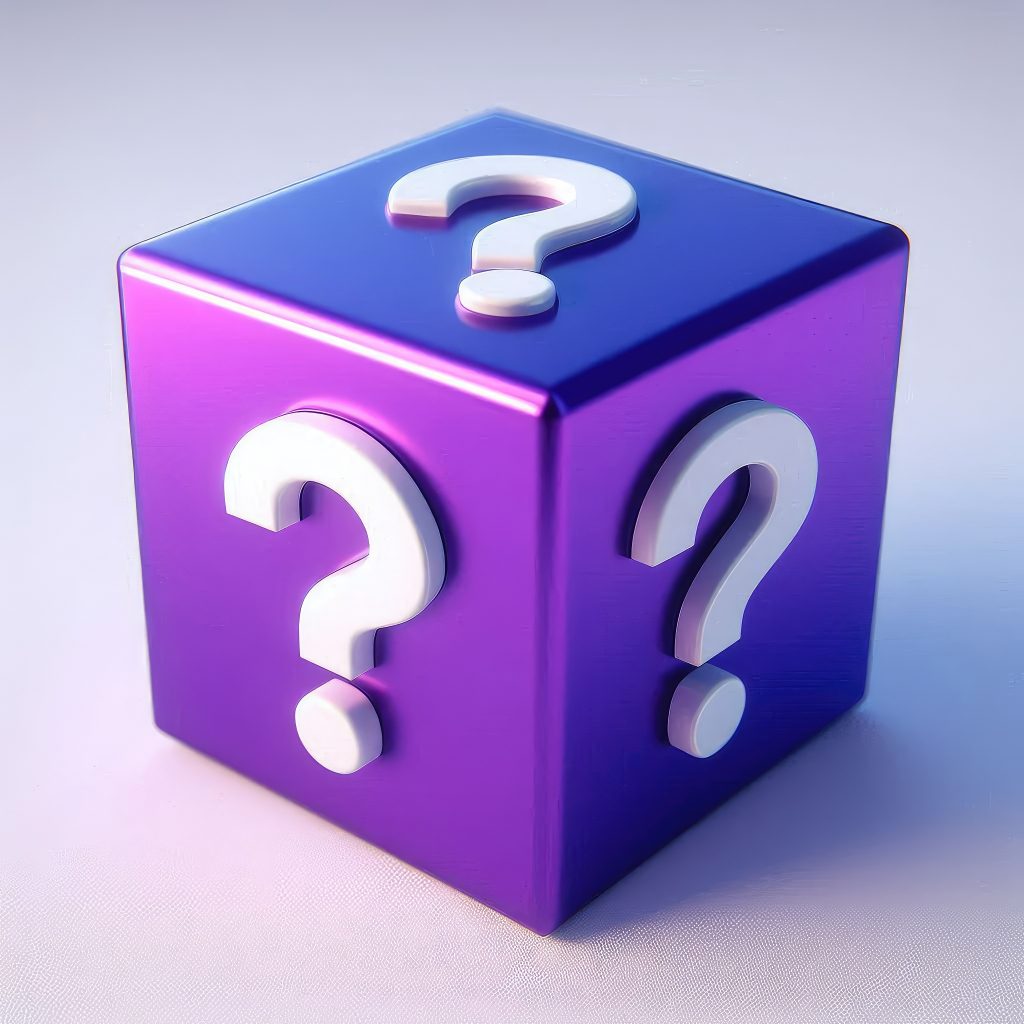 Blue 3D question mark cube and red box icon, web help concept