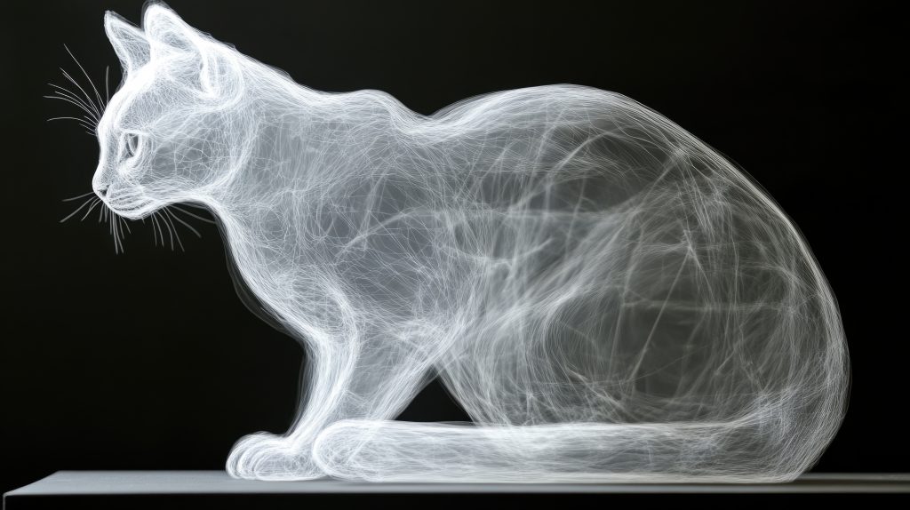 Translucent Cat, Conceptual visualization of a Cat showing superposition, A conceptual representation of Quantum superposition illustration of a Cat